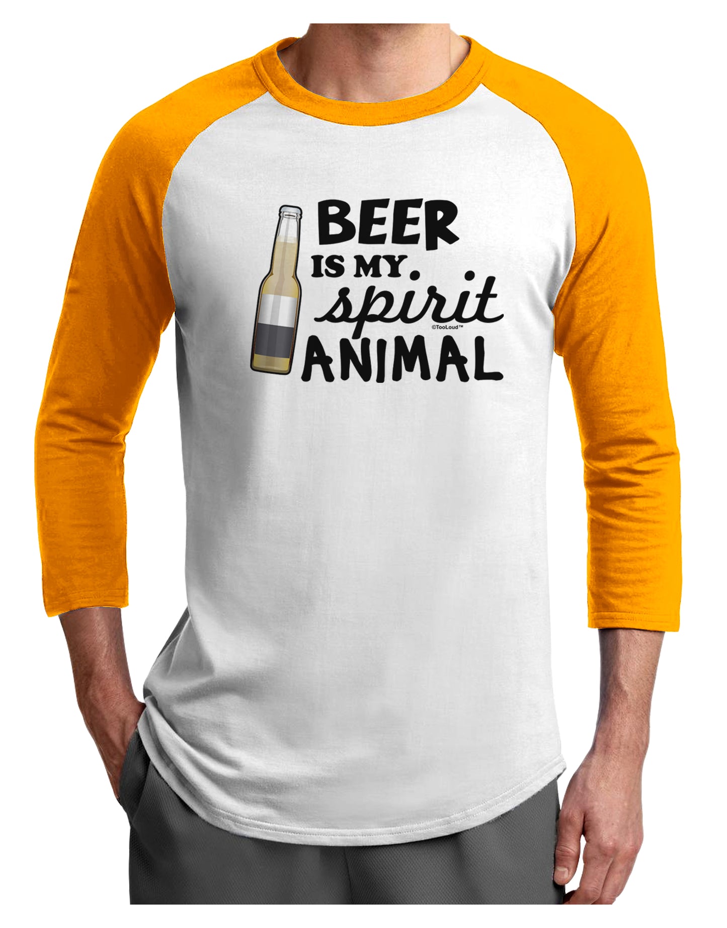 Beer Is My Spirit Animal Adult Raglan Shirt-Raglan Shirt-TooLoud-White-Gold-X-Small-Davson Sales