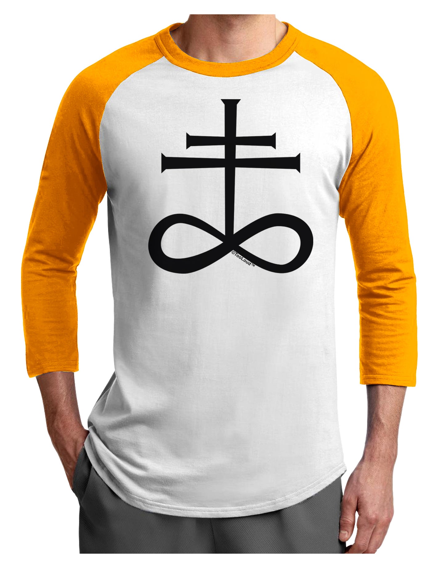 Sulphur Cross Adult Raglan Shirt-Raglan Shirt-TooLoud-White-Gold-X-Small-Davson Sales