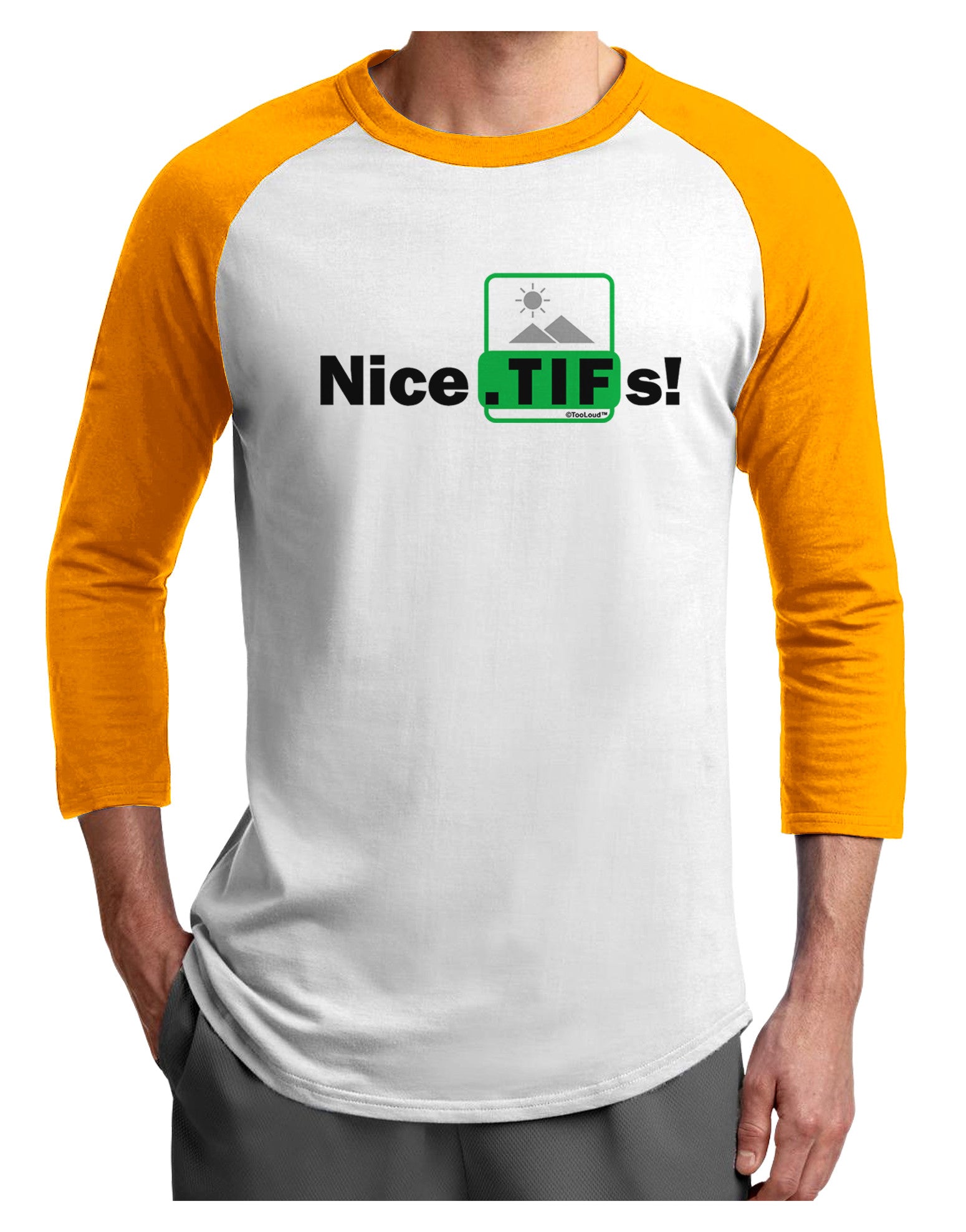 Nice Tifs Adult Raglan Shirt-TooLoud-White-Gold-X-Small-Davson Sales