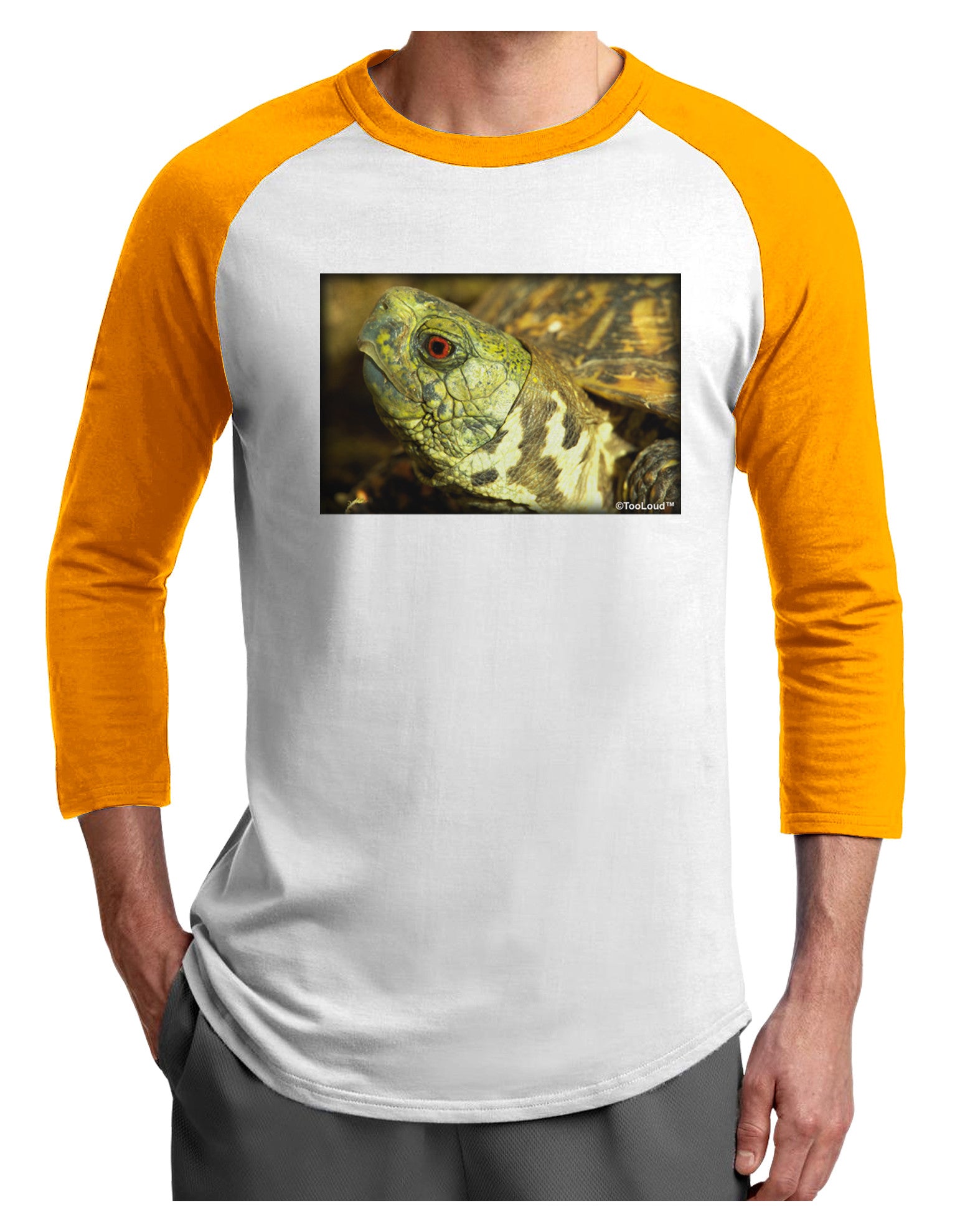 Menacing Turtle Adult Raglan Shirt-Raglan Shirt-TooLoud-White-Gold-X-Small-Davson Sales