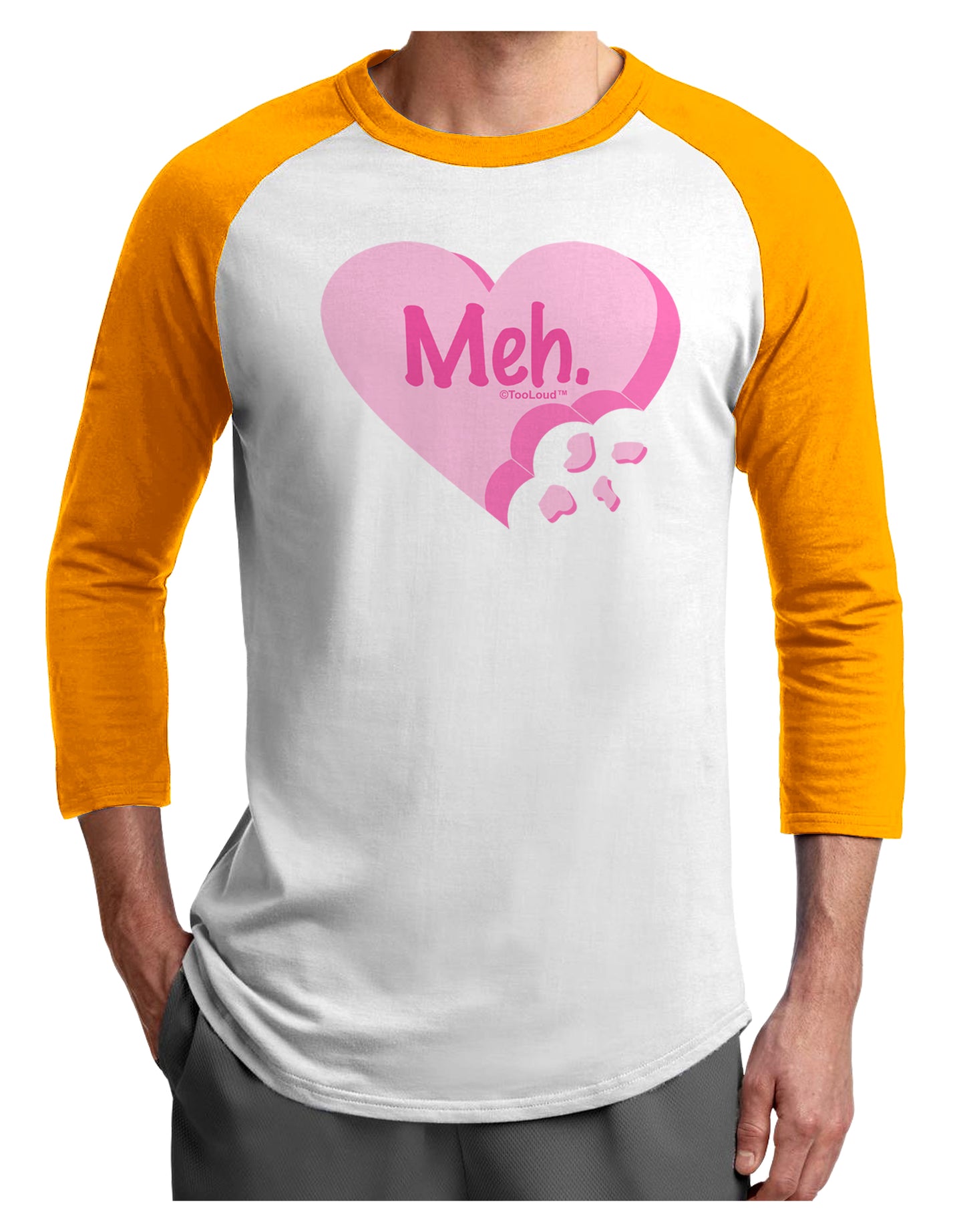 Meh Candy Heart - Valentines Day Adult Raglan Shirt by TooLoud-TooLoud-White-Gold-X-Small-Davson Sales