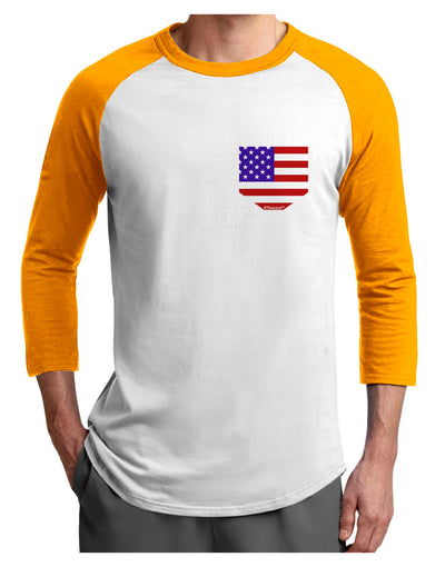 American Flag Faux Pocket Design Adult Raglan Shirt by TooLoud-TooLoud-White-Gold-X-Small-Davson Sales