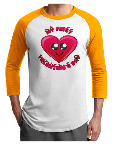 My First Valentine's Day Adult Raglan Shirt-Raglan Shirt-TooLoud-White-Gold-X-Small-Davson Sales