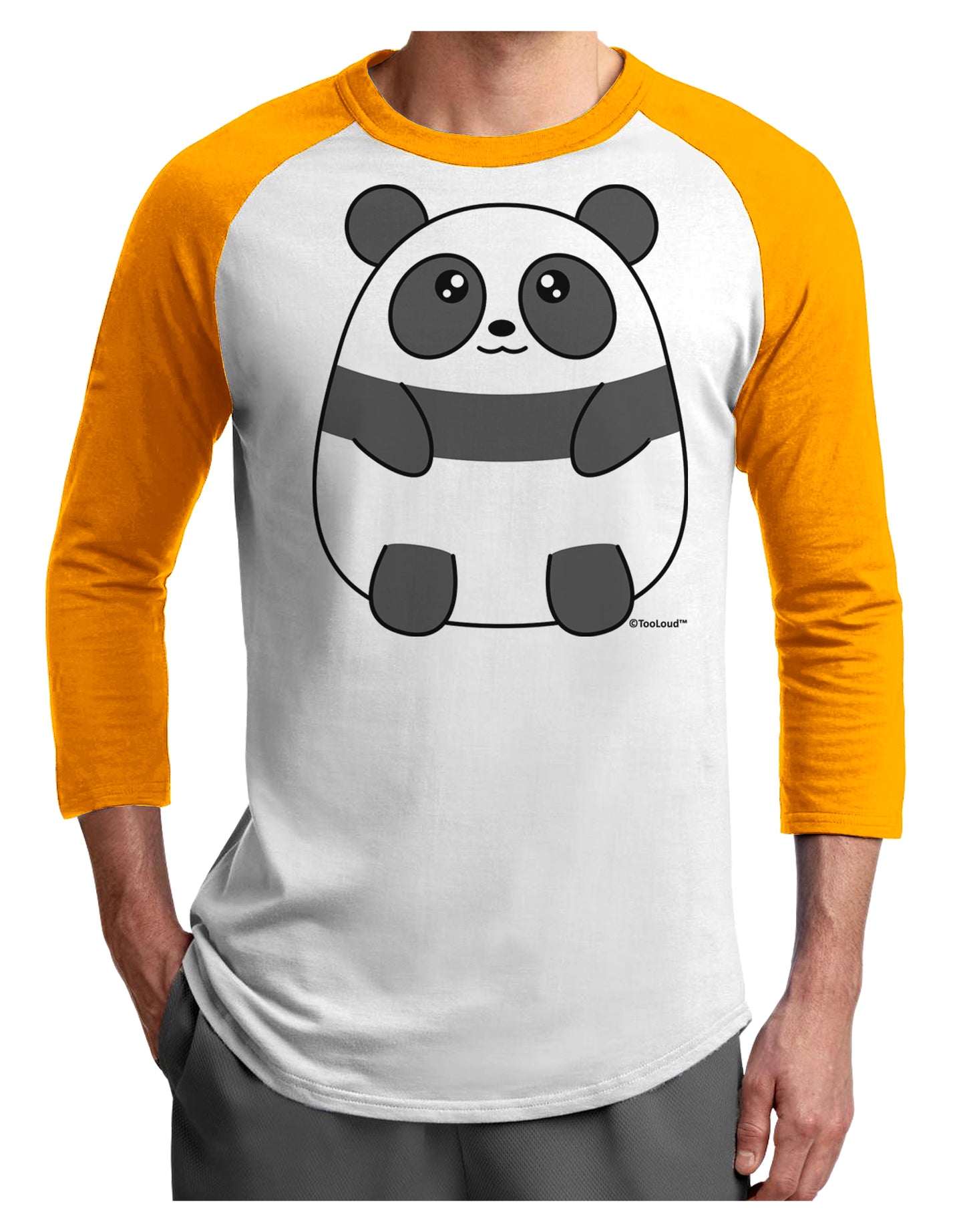 Cute Panda Bear Adult Raglan Shirt by TooLoud-TooLoud-White-Gold-X-Small-Davson Sales