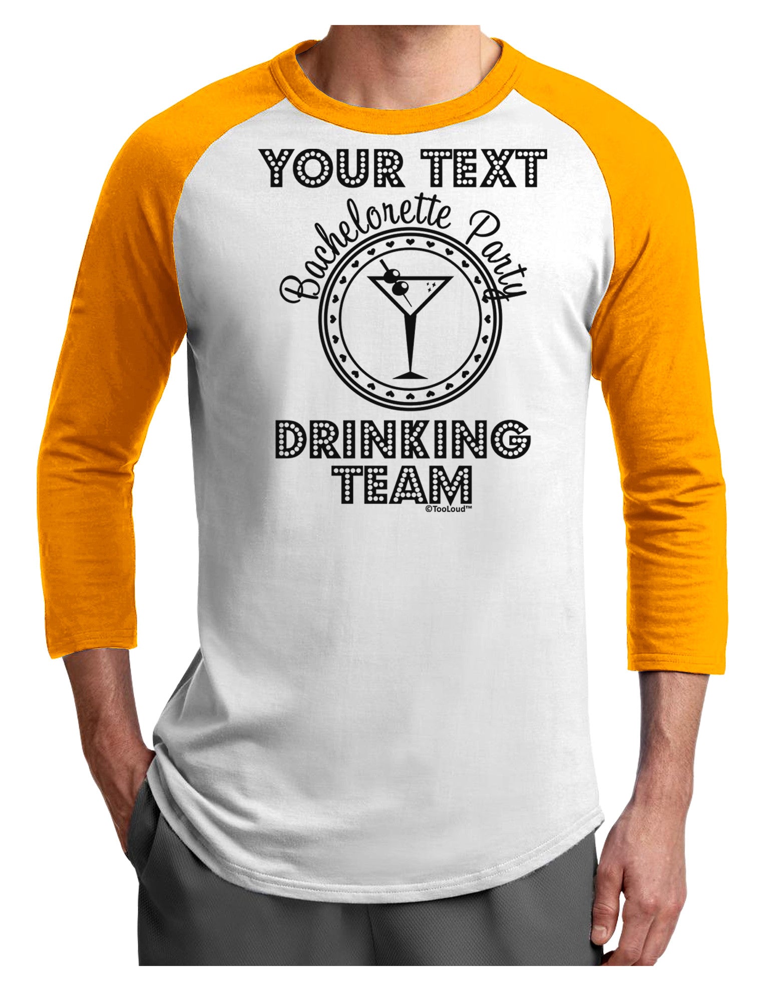 Personalized -Name- Bachelorette Party Drinking Team Adult Raglan Shirt-TooLoud-White-Gold-X-Small-Davson Sales