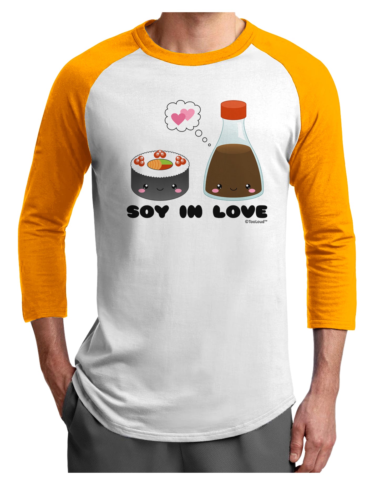 Cute Sushi and Soy Sauce - Soy In Love Adult Raglan Shirt by TooLoud-TooLoud-White-Gold-X-Small-Davson Sales