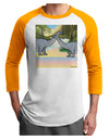 Diplodocus Longus - Without Name Adult Raglan Shirt-TooLoud-White-Gold-X-Small-Davson Sales