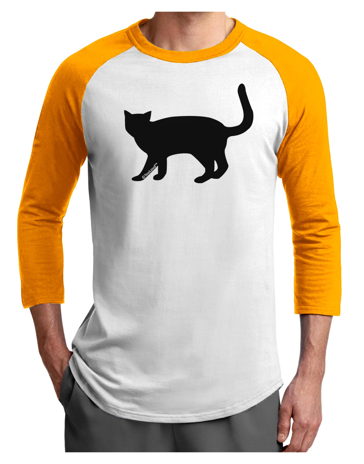 Cat Silhouette Design Adult Raglan Shirt by TooLoud-TooLoud-White-Gold-X-Small-Davson Sales