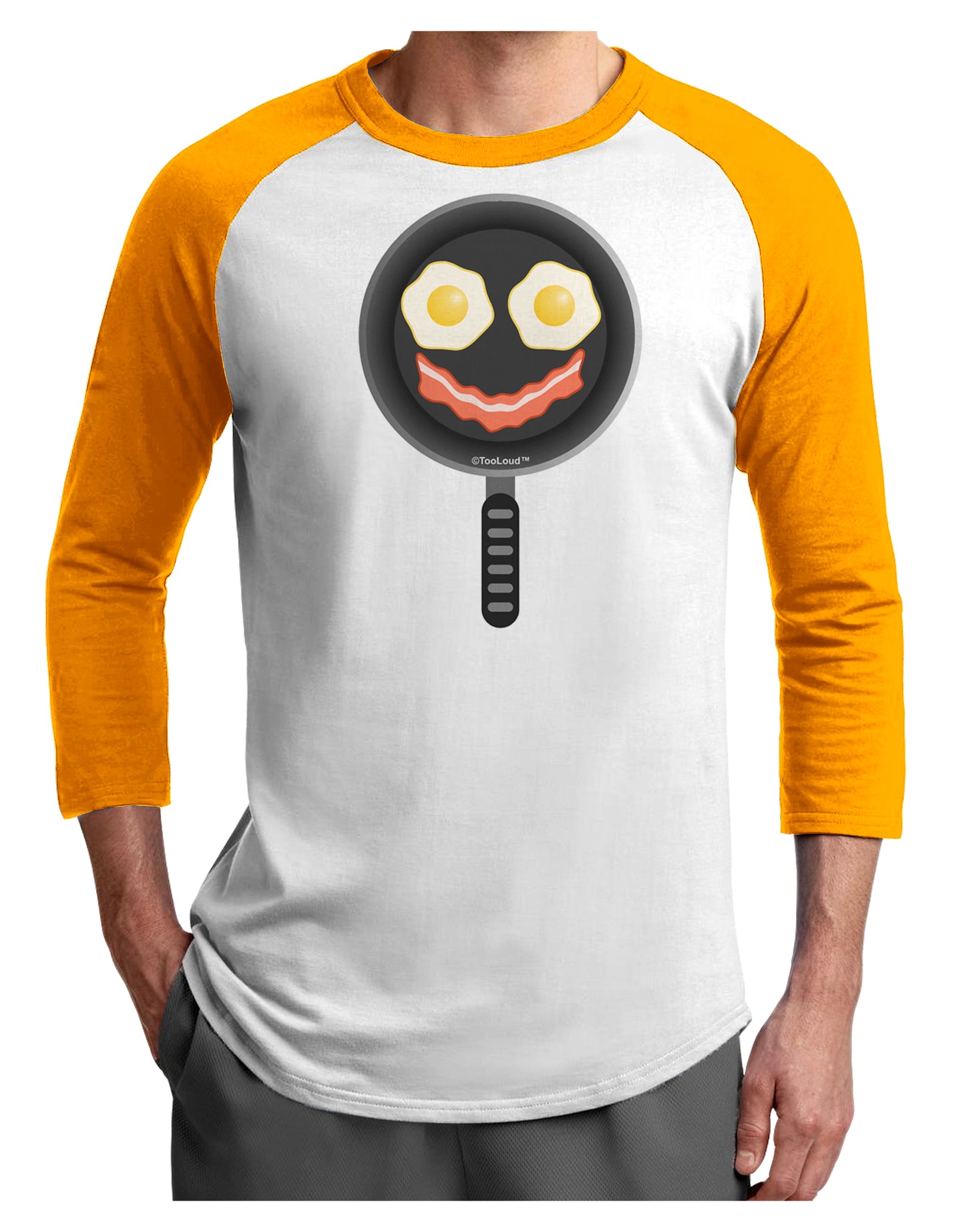 Eggs and Bacon Smiley Face Adult Raglan Shirt by TooLoud-TooLoud-White-Gold-X-Small-Davson Sales