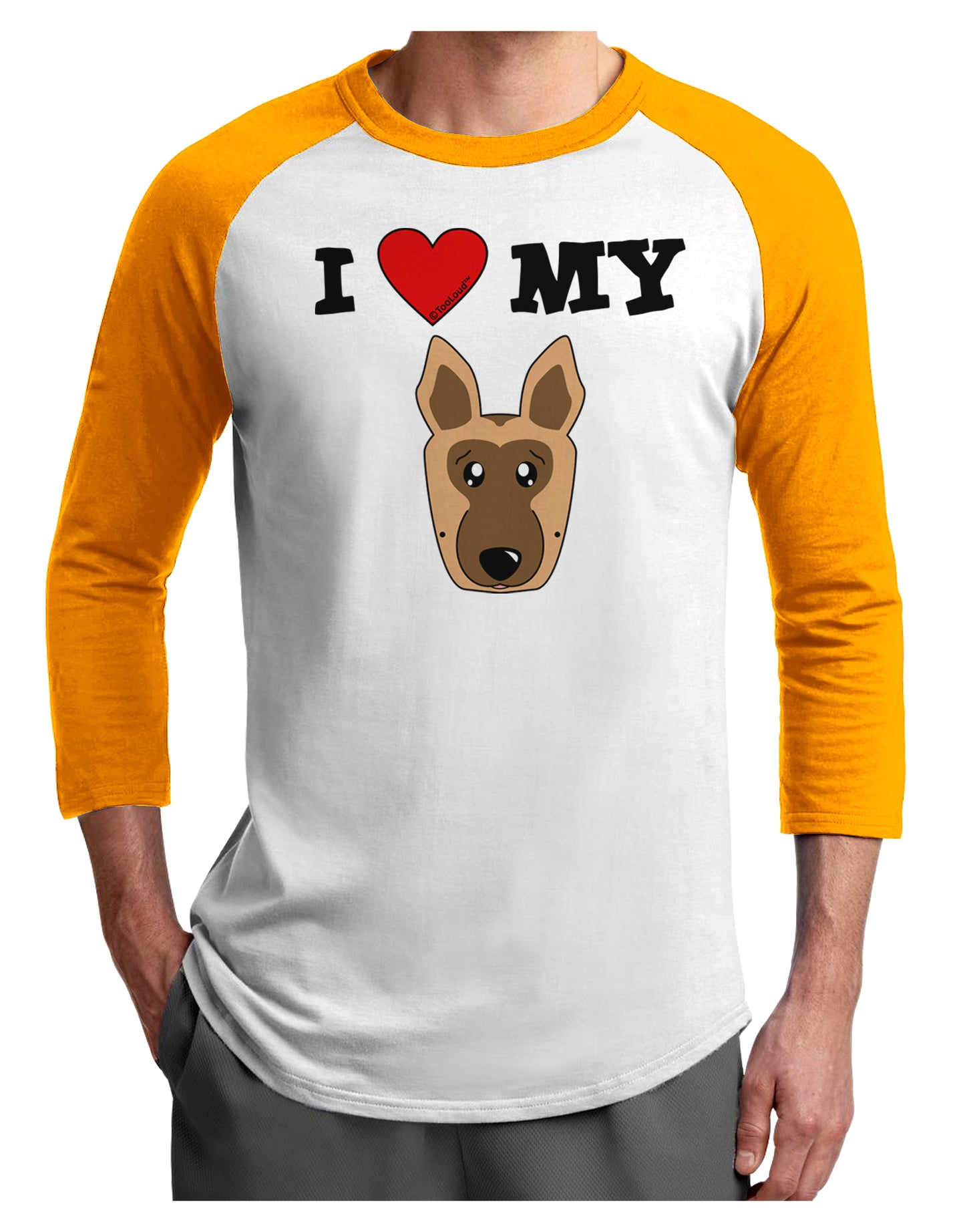 I Heart My - Cute German Shepherd Dog Adult Raglan Shirt by TooLoud-TooLoud-White-Gold-X-Small-Davson Sales