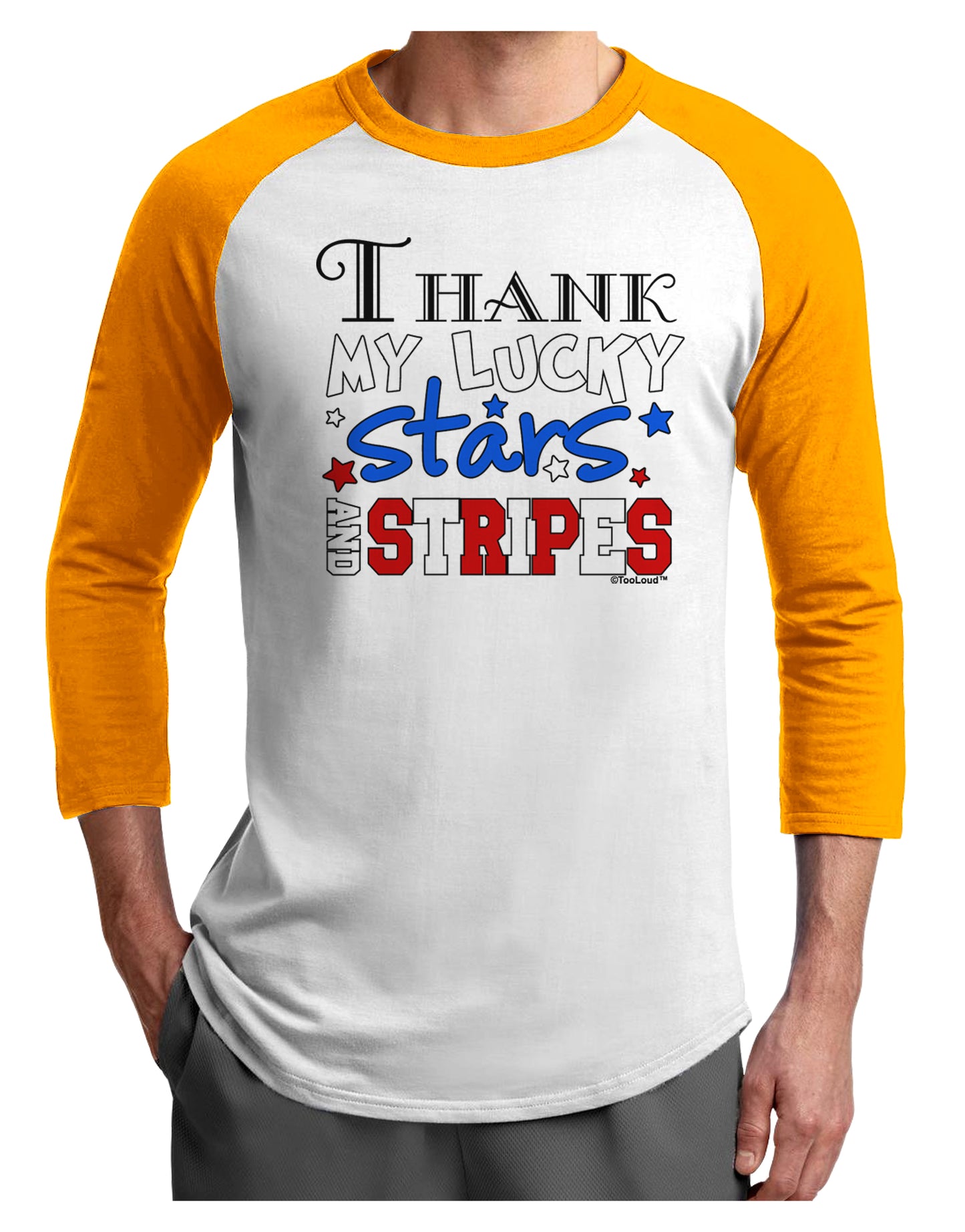 Thank My Lucky Stars and Stripes Color Adult Raglan Shirt by TooLoud-TooLoud-White-Gold-X-Small-Davson Sales