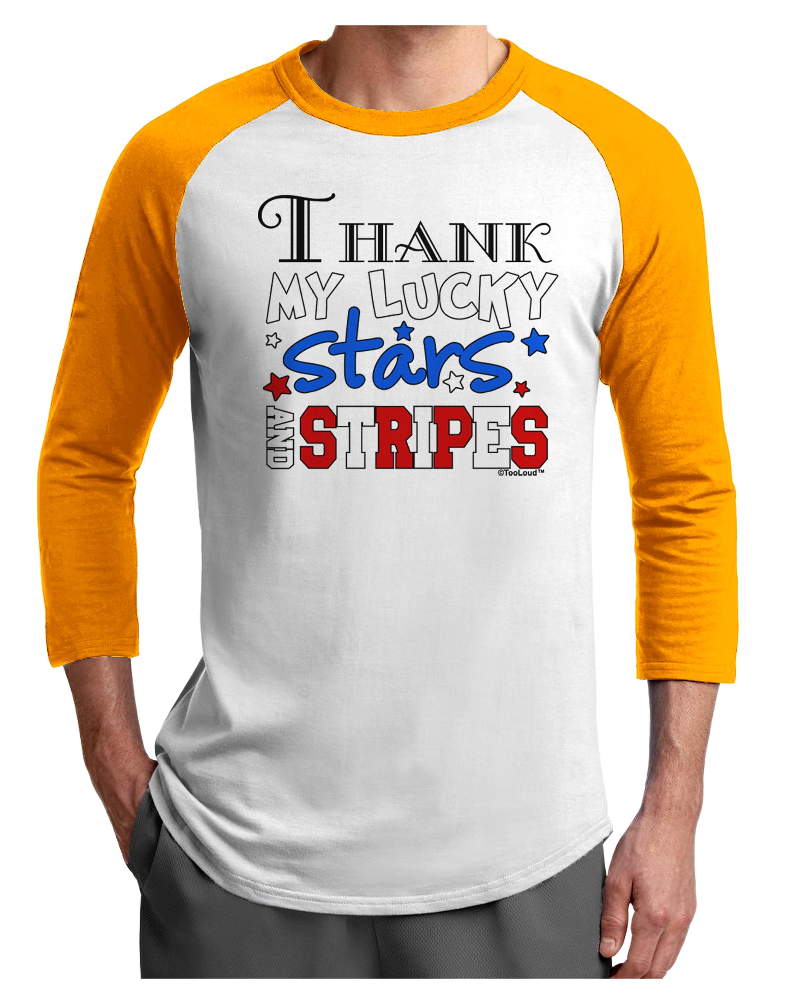 Thank My Lucky Stars and Stripes Color Adult Raglan Shirt by TooLoud-TooLoud-White-Gold-X-Small-Davson Sales