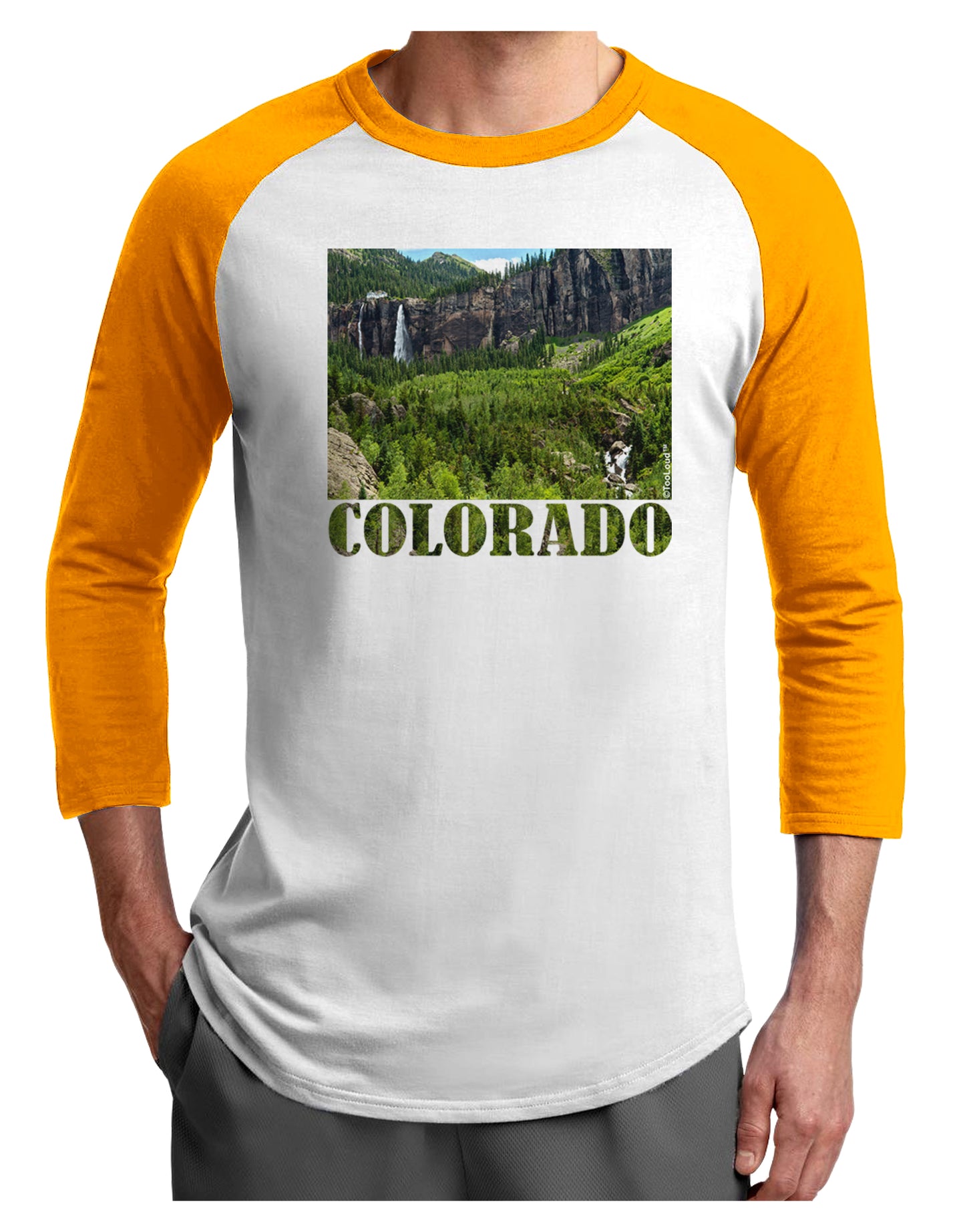 Beautiful Cliffs Colorado Adult Raglan Shirt by-Raglan Shirt-TooLoud-White-Gold-X-Small-Davson Sales