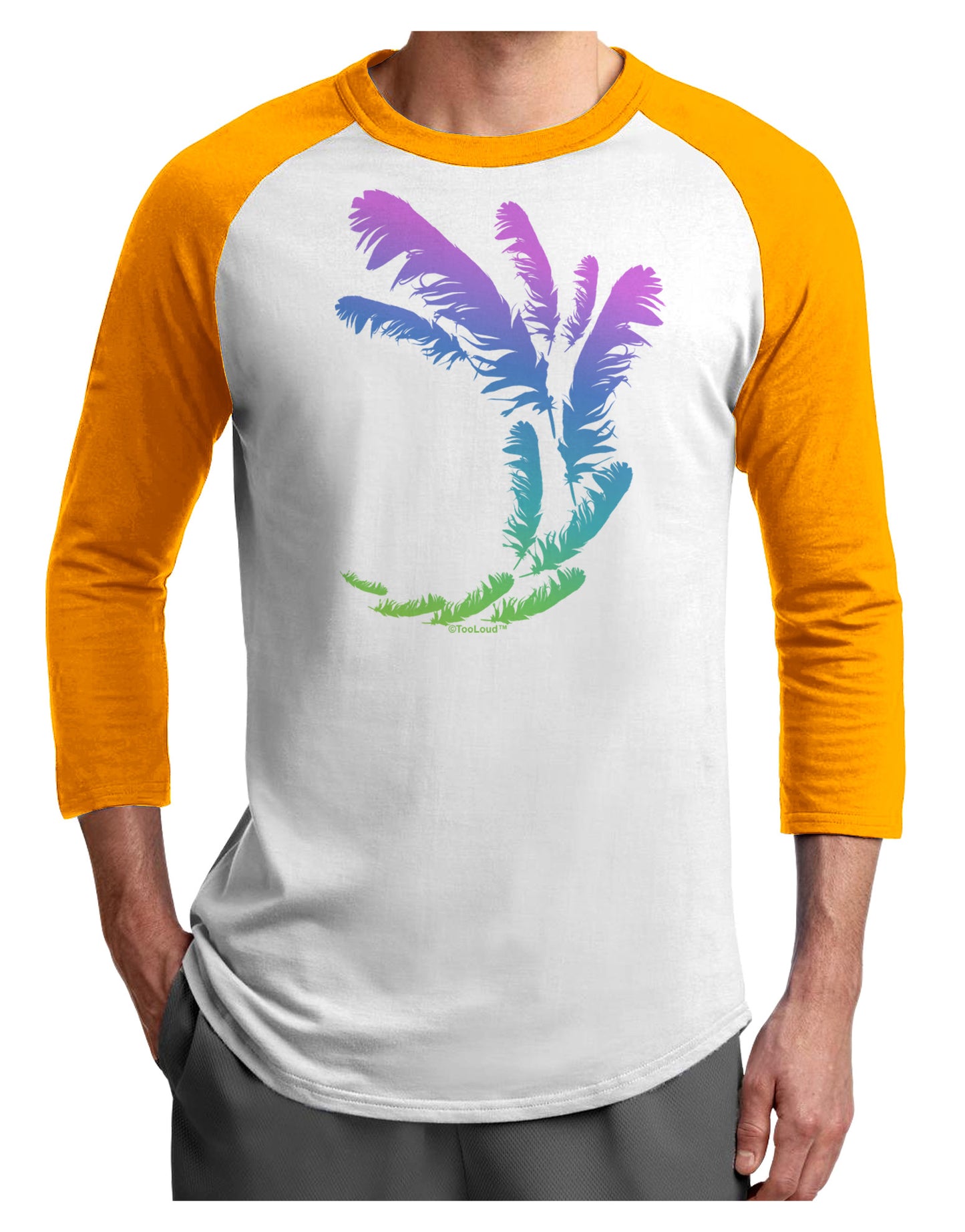 Tropical Feathers Adult Raglan Shirt-Raglan Shirt-TooLoud-White-Gold-X-Small-Davson Sales