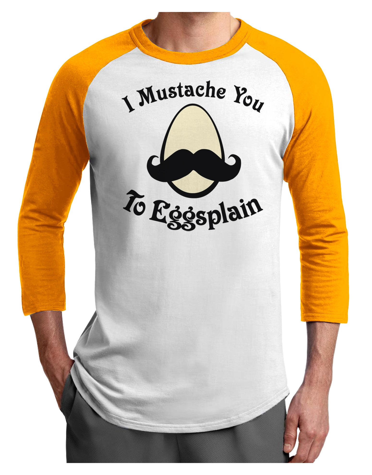 I Mustache You To Eggsplain Adult Raglan Shirt-Raglan Shirt-TooLoud-White-Gold-X-Small-Davson Sales