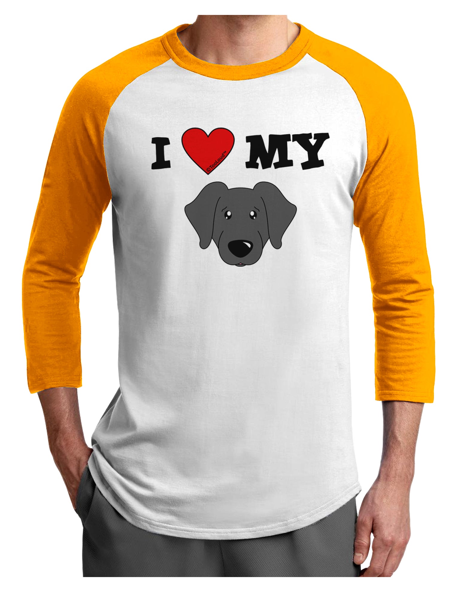 I Heart My - Cute Black Labrador Retriever Dog Adult Raglan Shirt by TooLoud-TooLoud-White-Gold-X-Small-Davson Sales