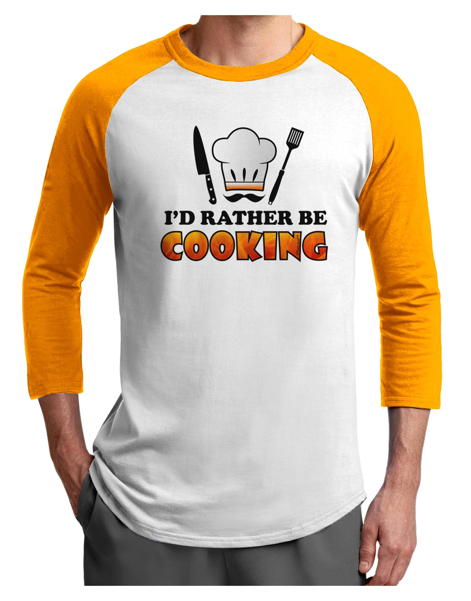 I'd Rather Be Cooking Adult Raglan Shirt-Raglan Shirt-TooLoud-White-Gold-X-Small-Davson Sales