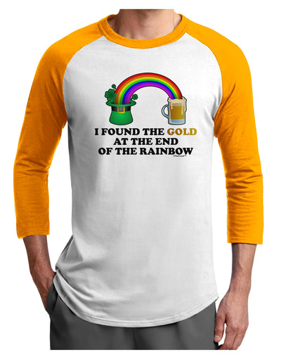 End Of The Rainbow Text Adult Raglan Shirt-Raglan Shirt-TooLoud-White-Gold-X-Small-Davson Sales