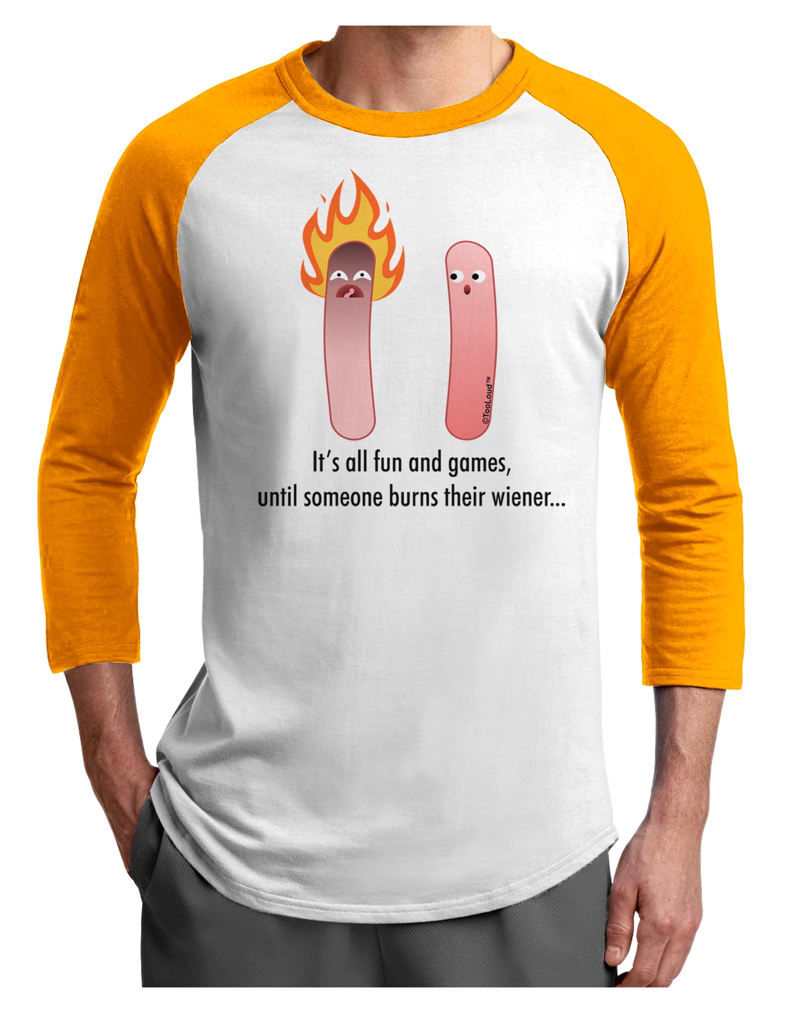 It's All Fun and Games - Wiener Adult Raglan Shirt by TooLoud-TooLoud-White-Gold-X-Small-Davson Sales