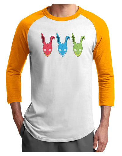 Scary Bunny Tri-color Adult Raglan Shirt-TooLoud-White-Gold-X-Small-Davson Sales