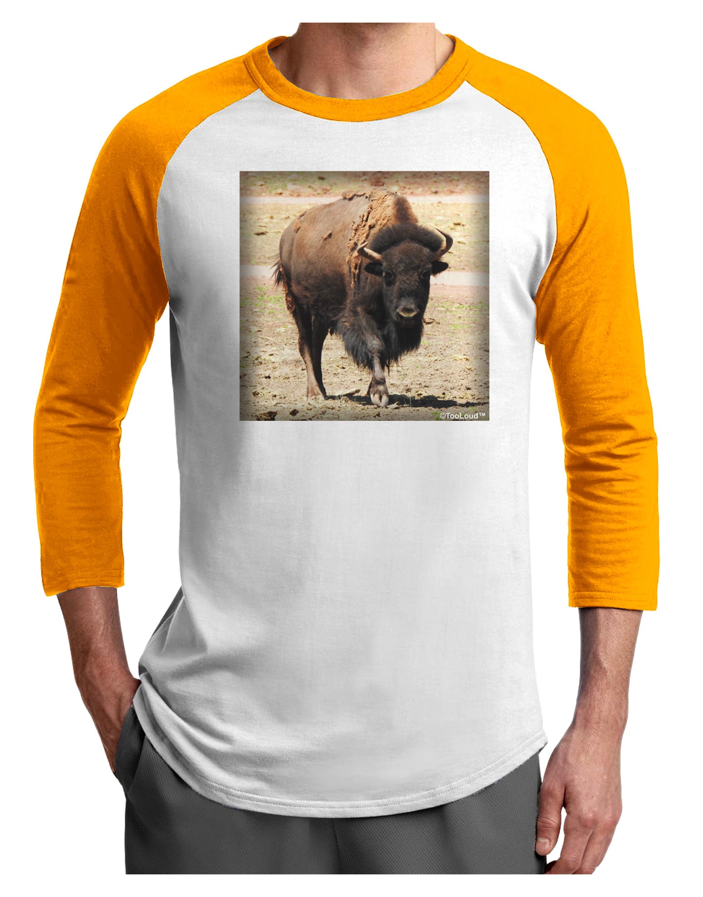 Strong Bison Adult Raglan Shirt-Raglan Shirt-TooLoud-White-Gold-X-Small-Davson Sales