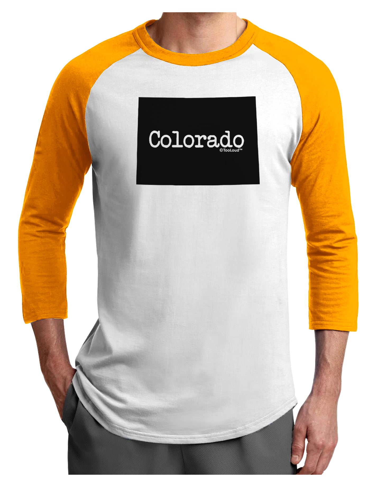 Colorado - United States Shape Adult Raglan Shirt by TooLoud-TooLoud-White-Gold-X-Small-Davson Sales