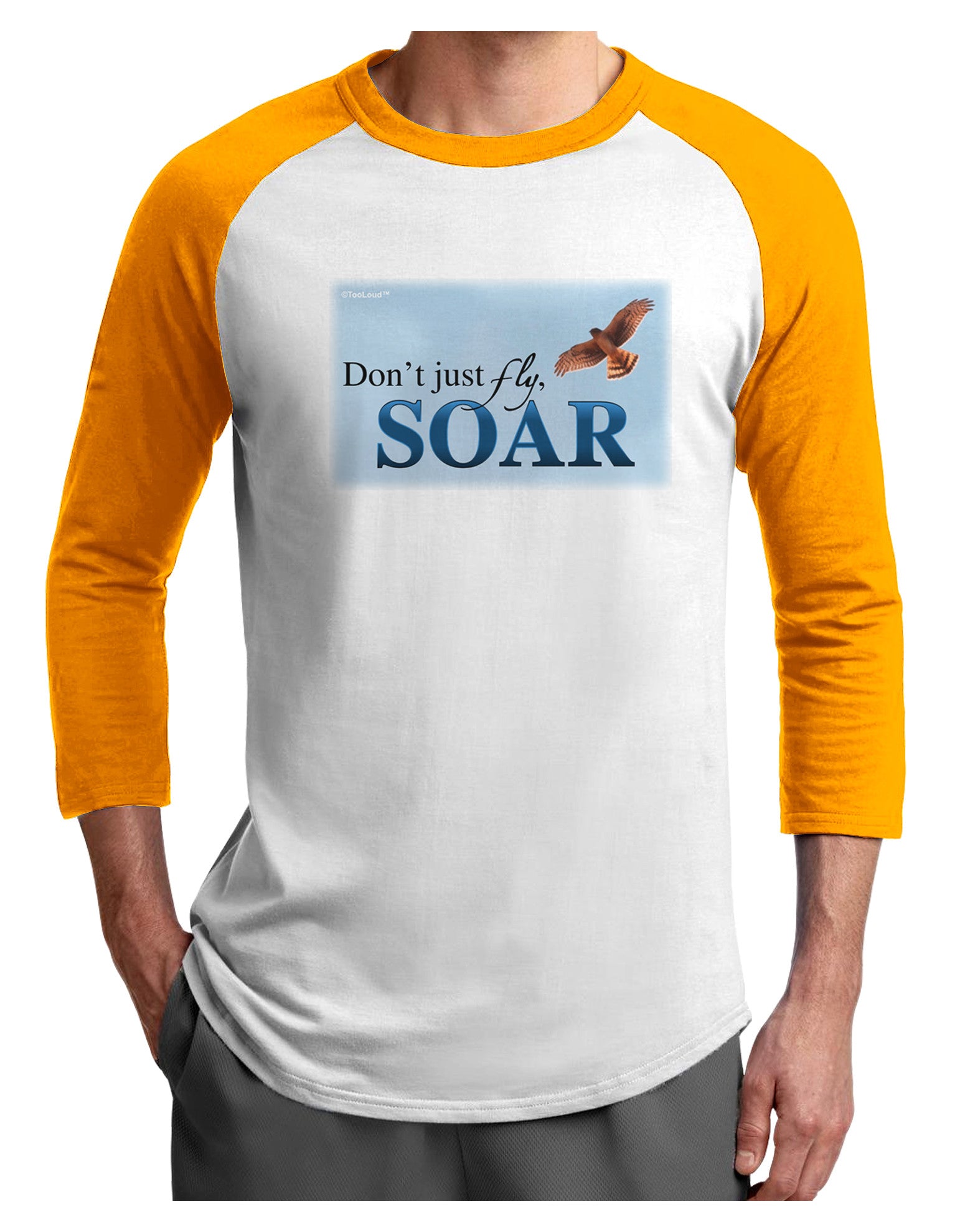 Don't Just Fly SOAR Adult Raglan Shirt-Raglan Shirt-TooLoud-White-Gold-X-Small-Davson Sales