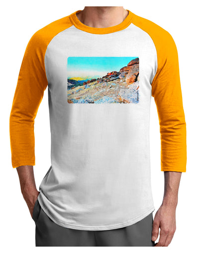 CO Rockies View Watercolor Adult Raglan Shirt-Raglan Shirt-TooLoud-White-Gold-X-Small-Davson Sales