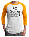 PC Gamer BnW Adult Raglan Shirt-TooLoud-White-Gold-X-Small-Davson Sales