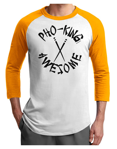 PHO KING AWESOME, Funny Vietnamese Soup Vietnam Foodie Adult Raglan Shirt-Mens T-Shirt-TooLoud-White-Gold-X-Small-Davson Sales