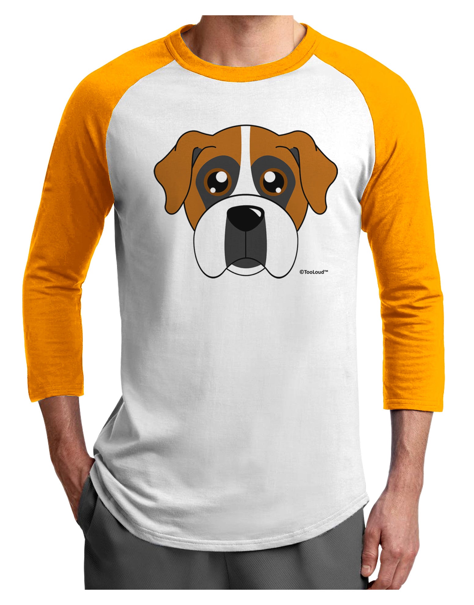 Cute Boxer Dog Adult Raglan Shirt-Raglan Shirt-TooLoud-White-Gold-X-Small-Davson Sales
