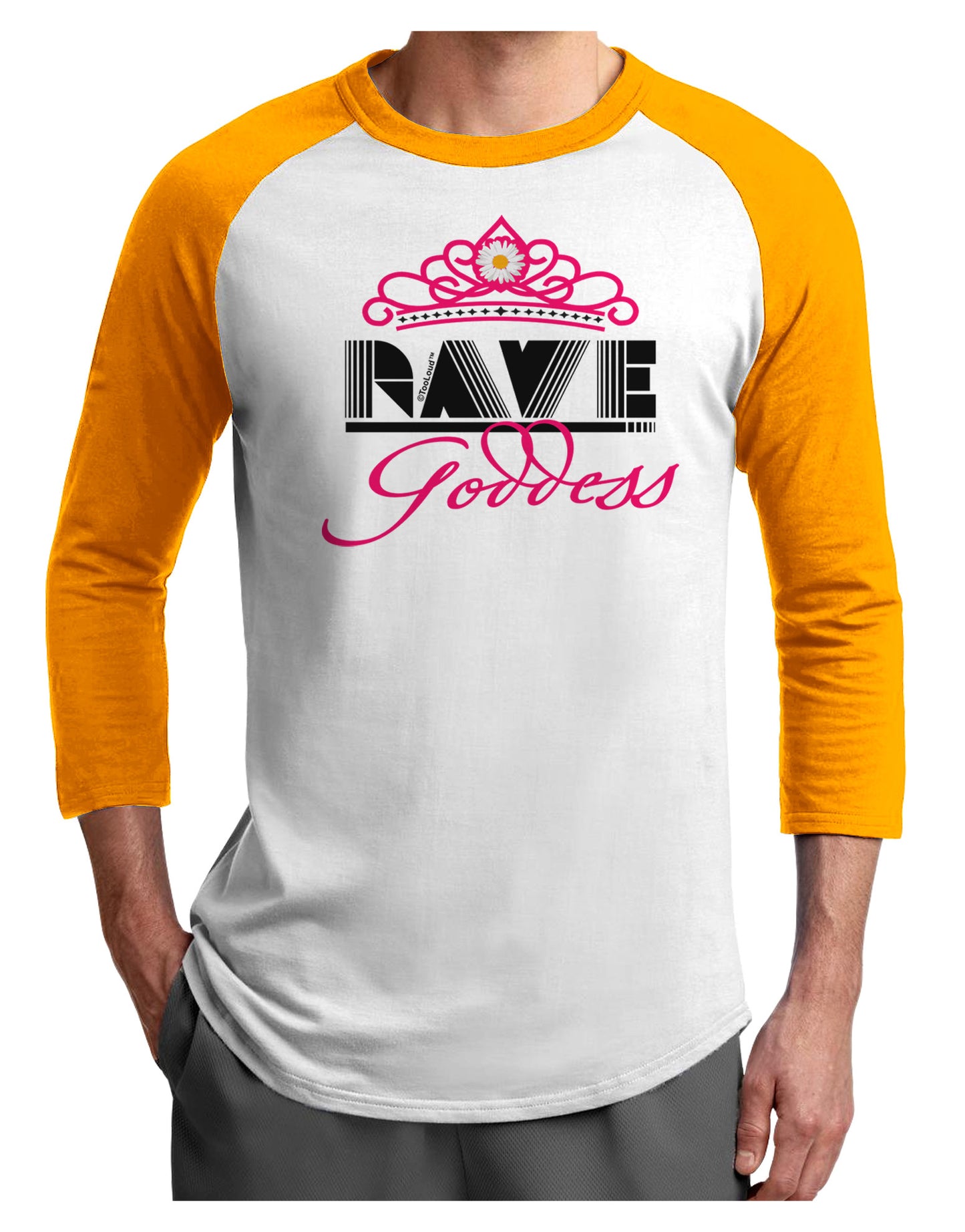 Rave Goddess Adult Raglan Shirt-Raglan Shirt-TooLoud-White-Gold-X-Small-Davson Sales