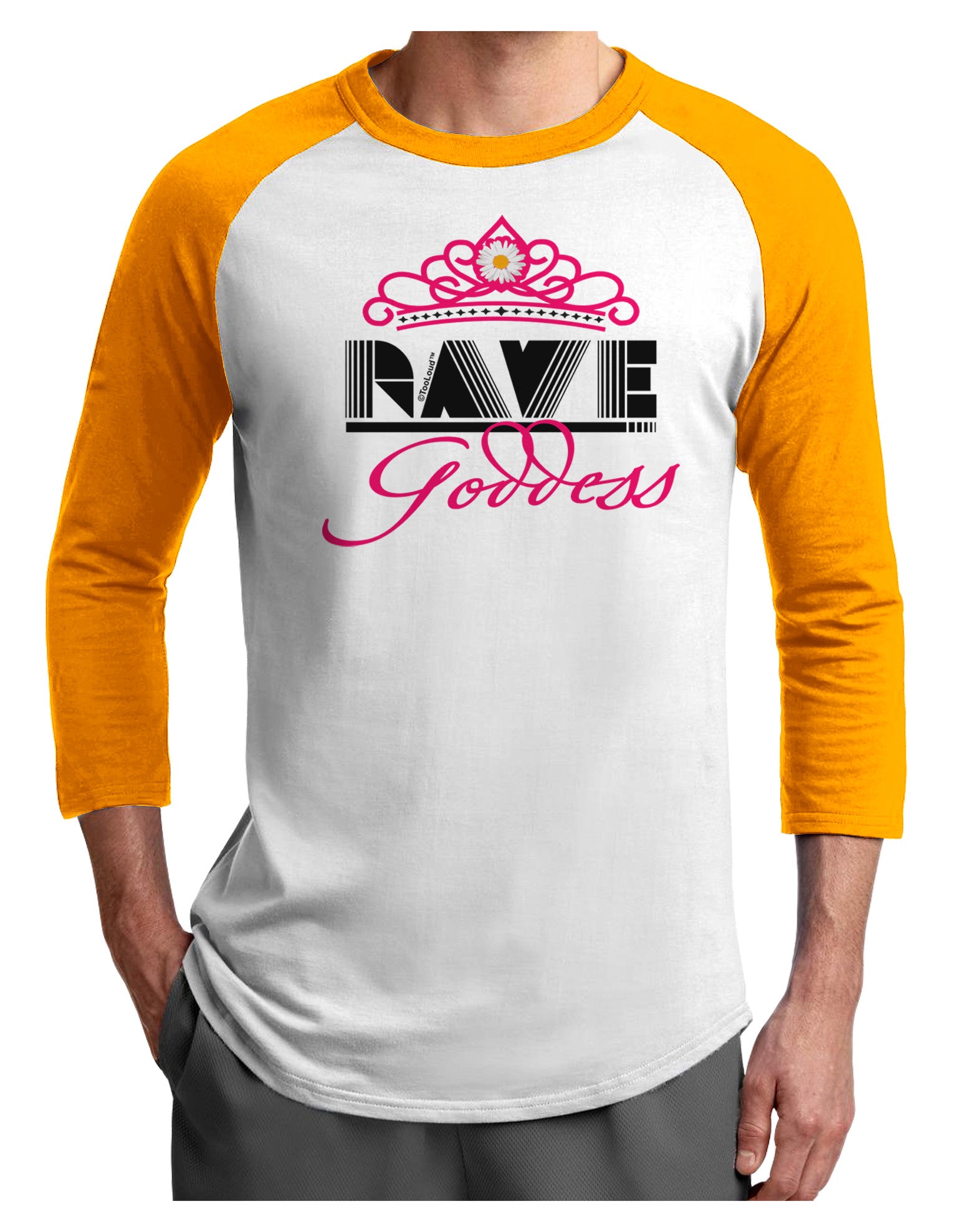 Rave Goddess Adult Raglan Shirt-Raglan Shirt-TooLoud-White-Gold-X-Small-Davson Sales