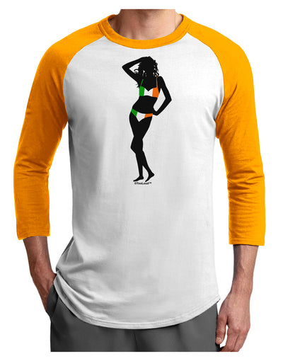 Irish Flag Bikini Shadow Adult Raglan Shirt by TooLoud-TooLoud-White-Gold-X-Small-Davson Sales