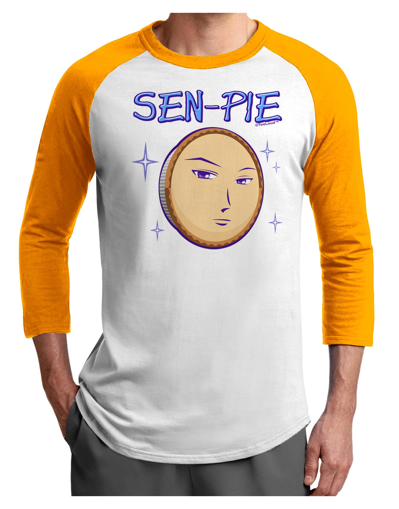 Sen-Pie Sama Kun San Chan Adult Raglan Shirt-Raglan Shirt-TooLoud-White-Gold-X-Small-Davson Sales