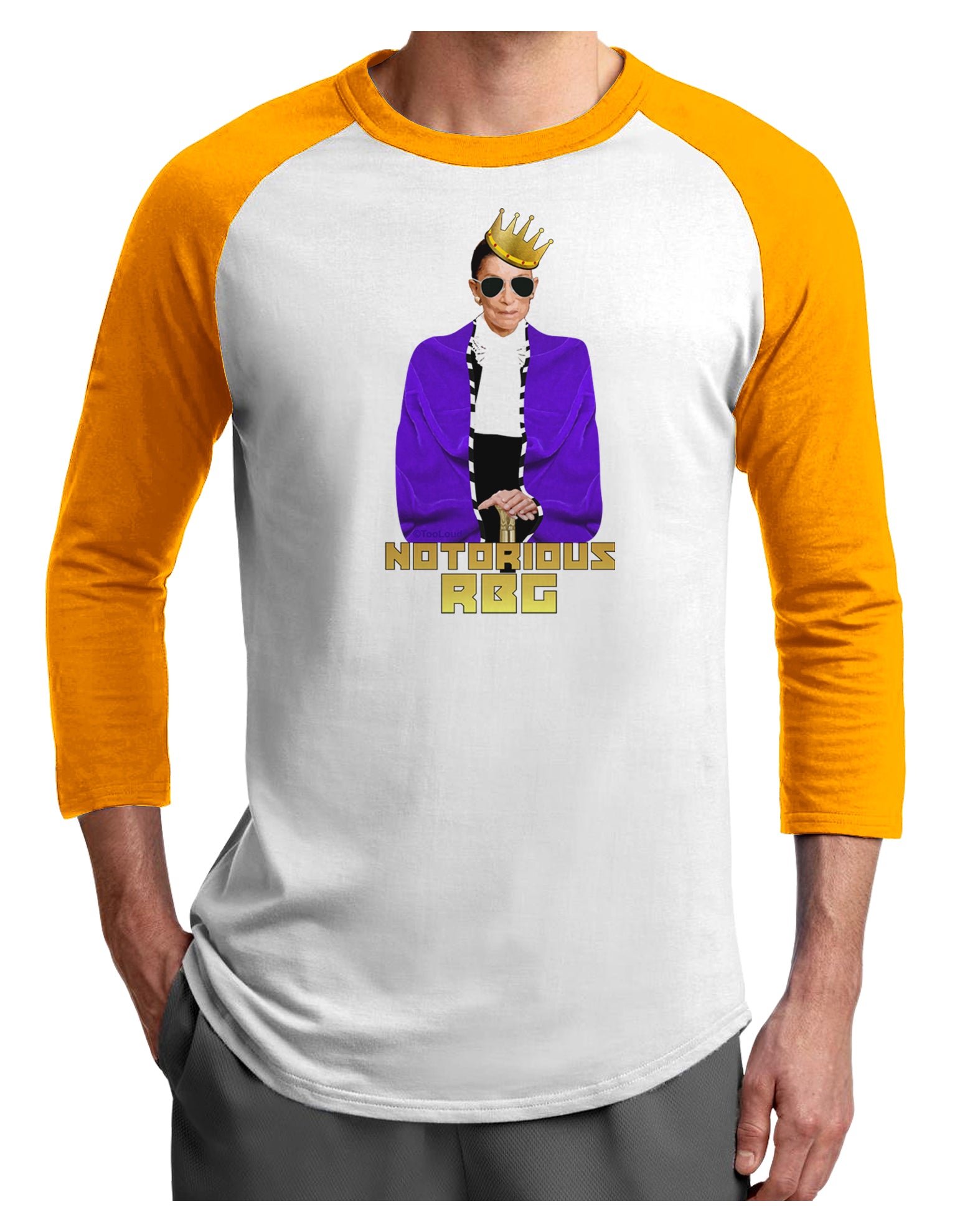 Notorious RBG Adult Raglan Shirt by TooLoud-TooLoud-White-Gold-X-Small-Davson Sales