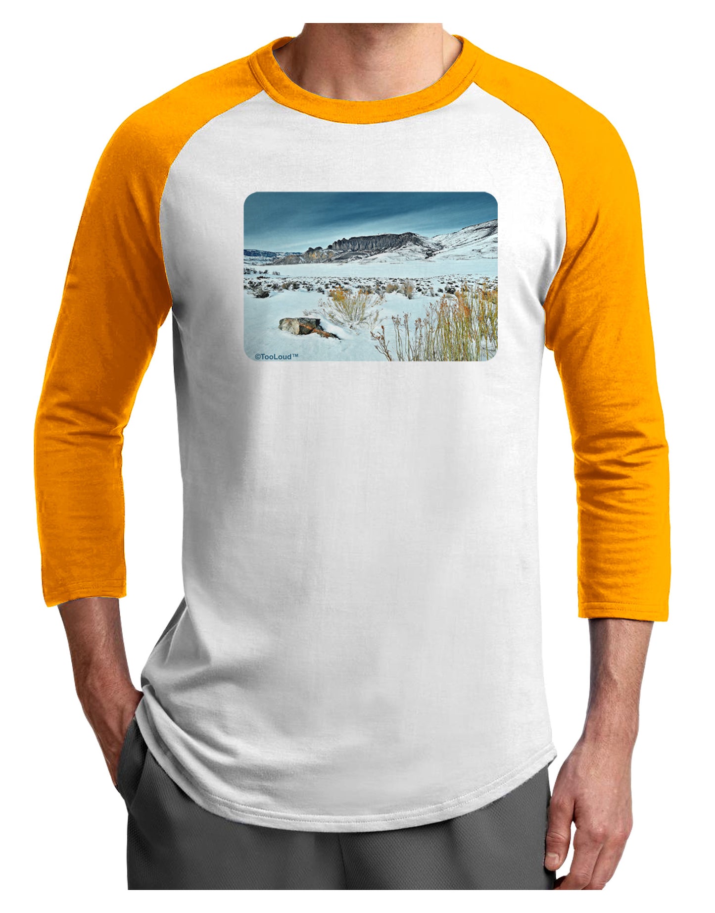 CO Snow Scene Adult Raglan Shirt-Raglan Shirt-TooLoud-White-Gold-X-Small-Davson Sales