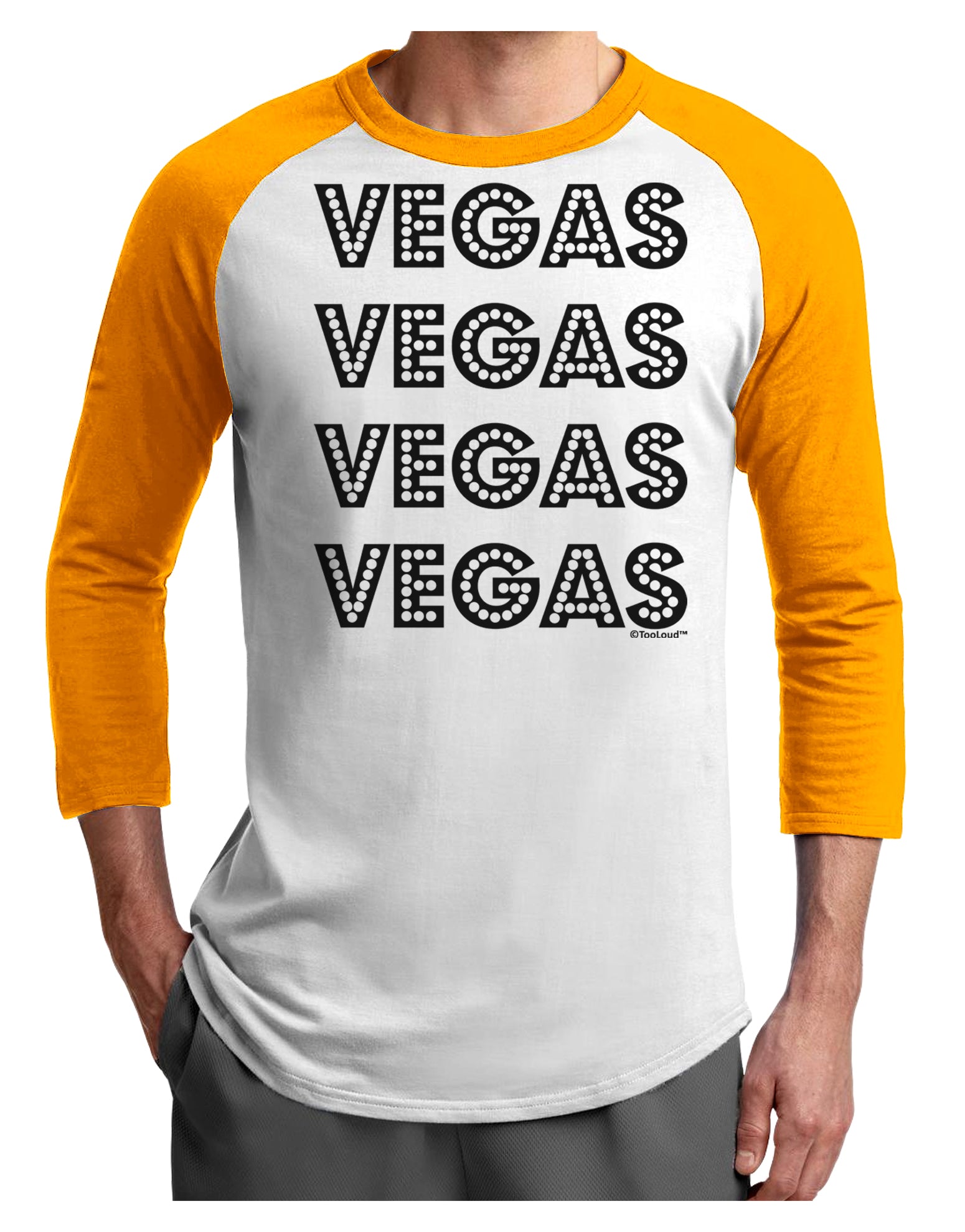 Vegas - Vegas Style Show Lights Adult Raglan Shirt by TooLoud-TooLoud-White-Gold-X-Small-Davson Sales