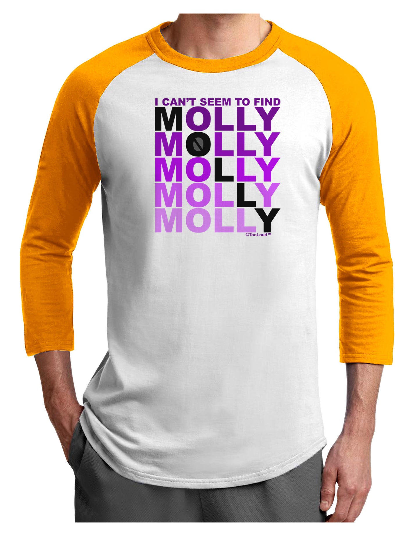 Find Molly Purple Adult Raglan Shirt-Raglan Shirt-TooLoud-White-Gold-X-Small-Davson Sales