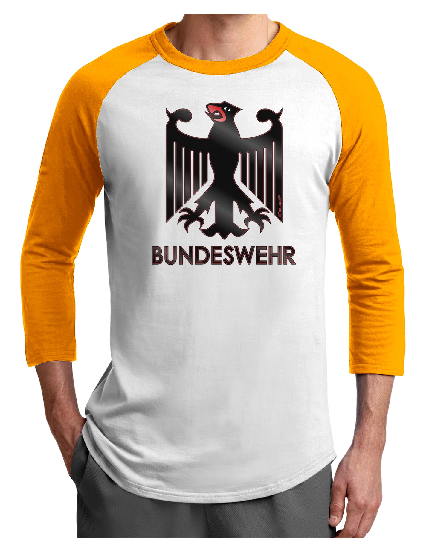 Bundeswehr Logo with Text Adult Raglan Shirt-Raglan Shirt-TooLoud-White-Gold-X-Small-Davson Sales