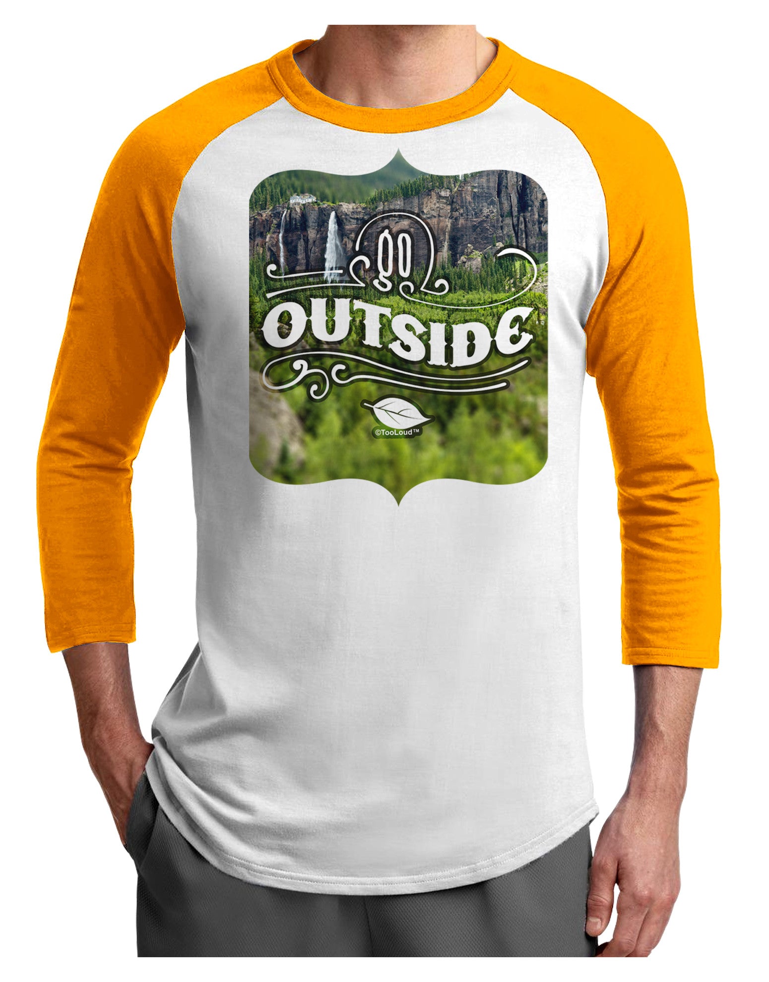 Go Outside - Beautiful Cliffs Adult Raglan Shirt by-Raglan Shirt-TooLoud-White-Gold-X-Small-Davson Sales
