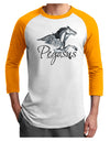 Pegasus Color Illustration Adult Raglan Shirt-TooLoud-White-Gold-X-Small-Davson Sales