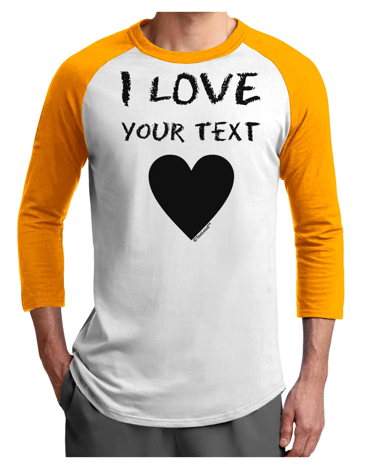 Personalized I Love Customized Adult Raglan Shirt-Raglan Shirt-TooLoud-White-Gold-X-Small-Davson Sales