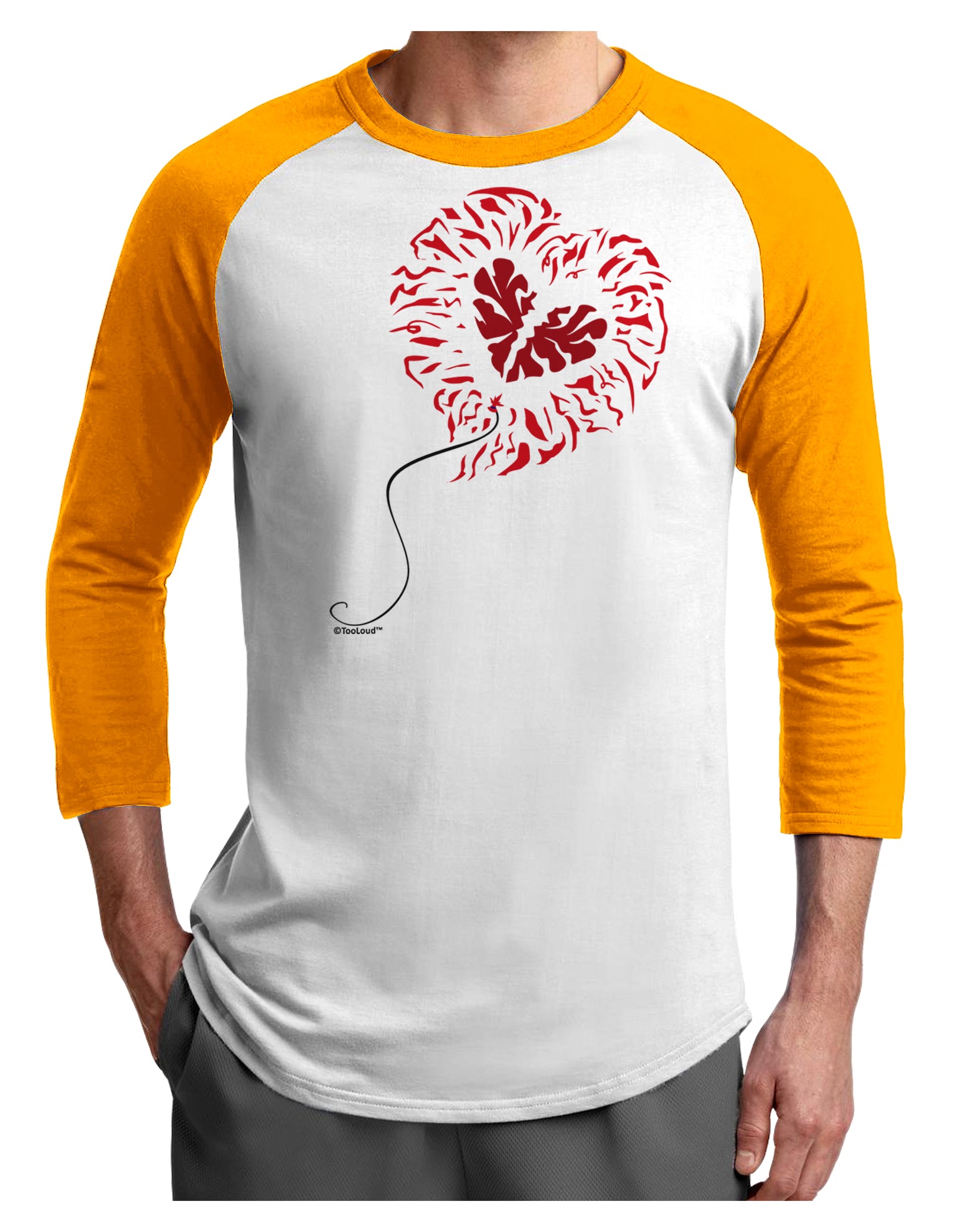 Broken Heart Popped Red Heart Balloon Adult Raglan Shirt-Raglan Shirt-TooLoud-White-Gold-X-Small-Davson Sales