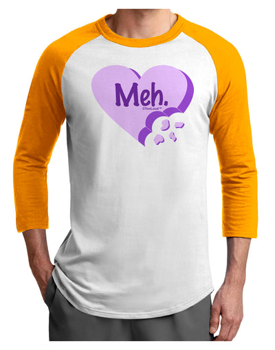 Meh Candy Heart Purple - Valentines Day Adult Raglan Shirt by TooLoud-TooLoud-White-Gold-X-Small-Davson Sales