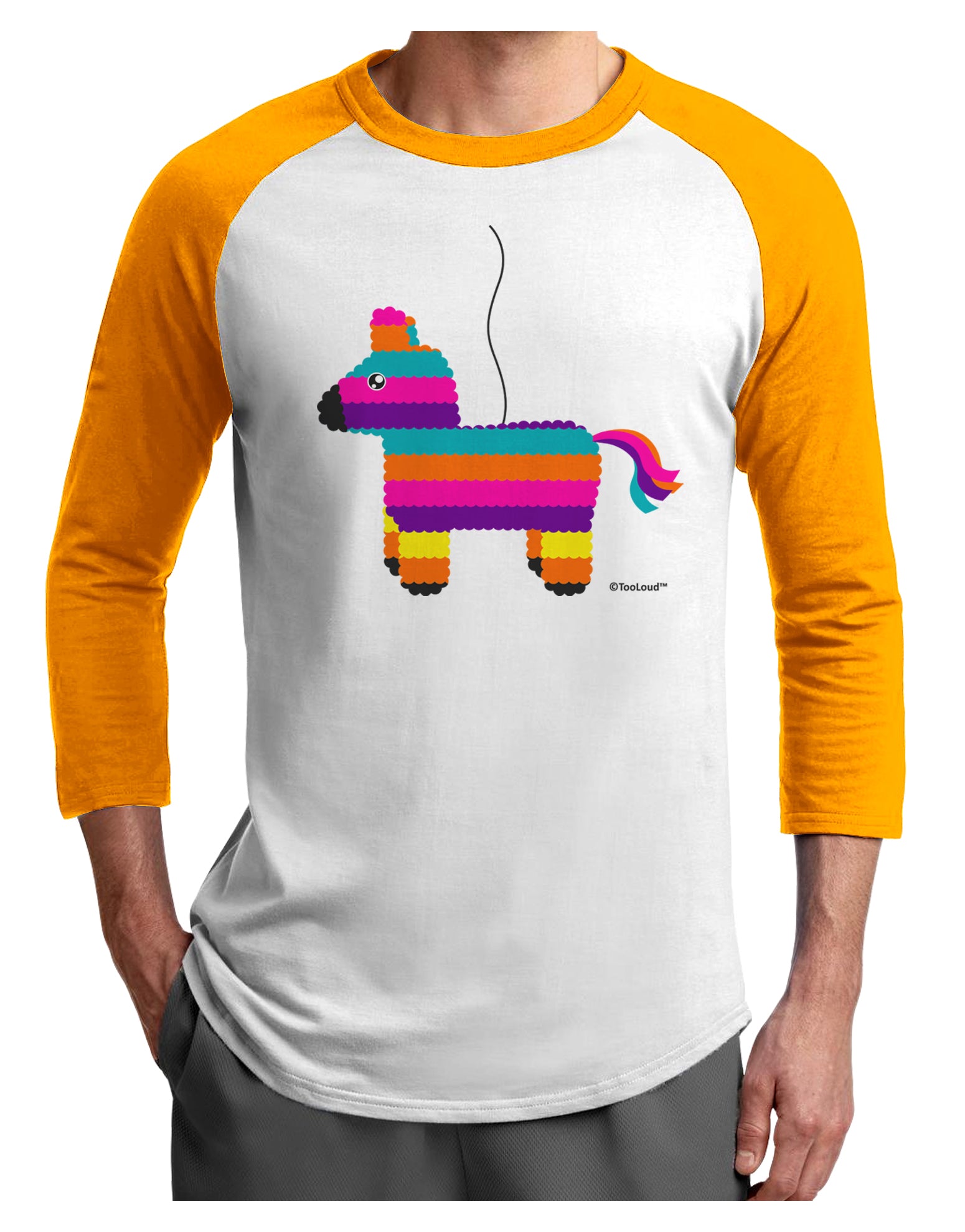 Colorful Hanging Pinata Design Adult Raglan Shirt by TooLoud-TooLoud-White-Gold-X-Small-Davson Sales
