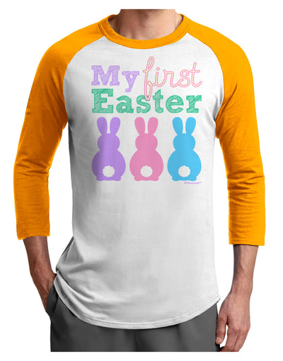 My First Easter - Three Bunnies Adult Raglan Shirt by TooLoud-TooLoud-White-Gold-X-Small-Davson Sales