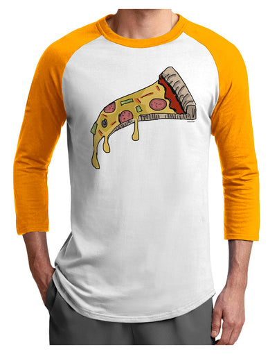 TooLoud Pizza Slice Adult Raglan Shirt-Mens-Tshirts-TooLoud-White-Gold-X-Small-Davson Sales