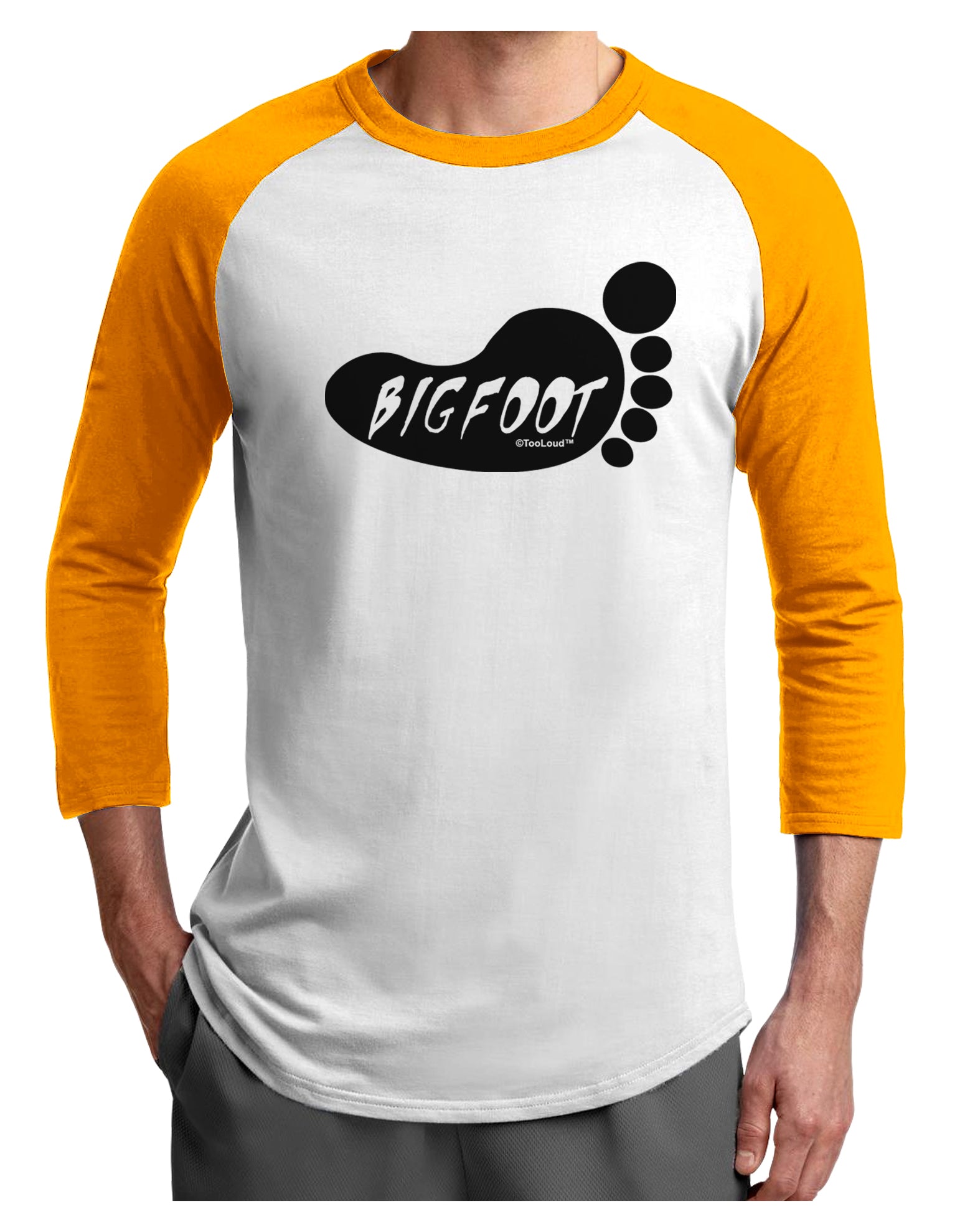 Bigfoot Adult Raglan Shirt by TooLoud-TooLoud-White-Gold-X-Small-Davson Sales