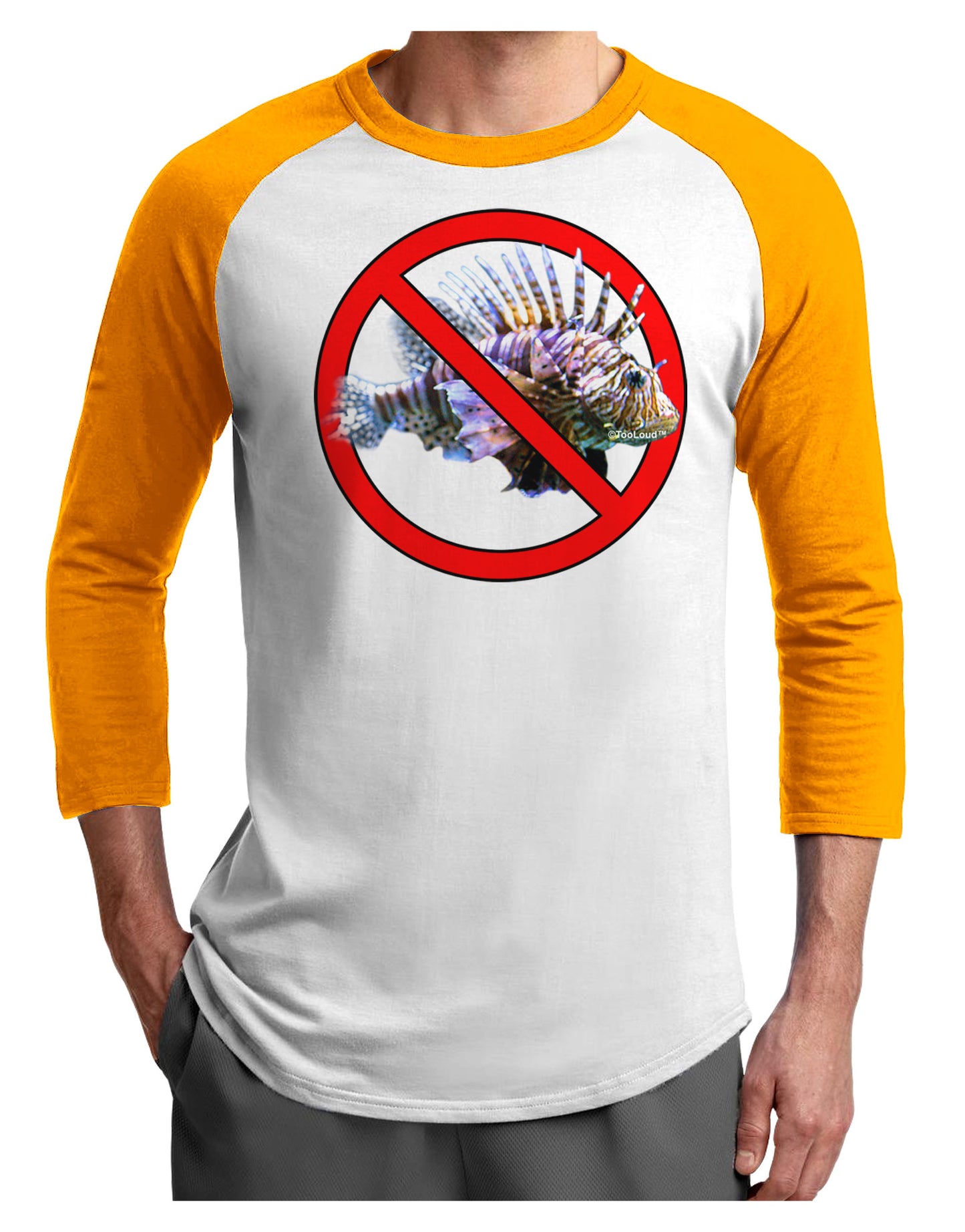 No Lionfish Adult Raglan Shirt-Raglan Shirt-TooLoud-White-Gold-X-Small-Davson Sales
